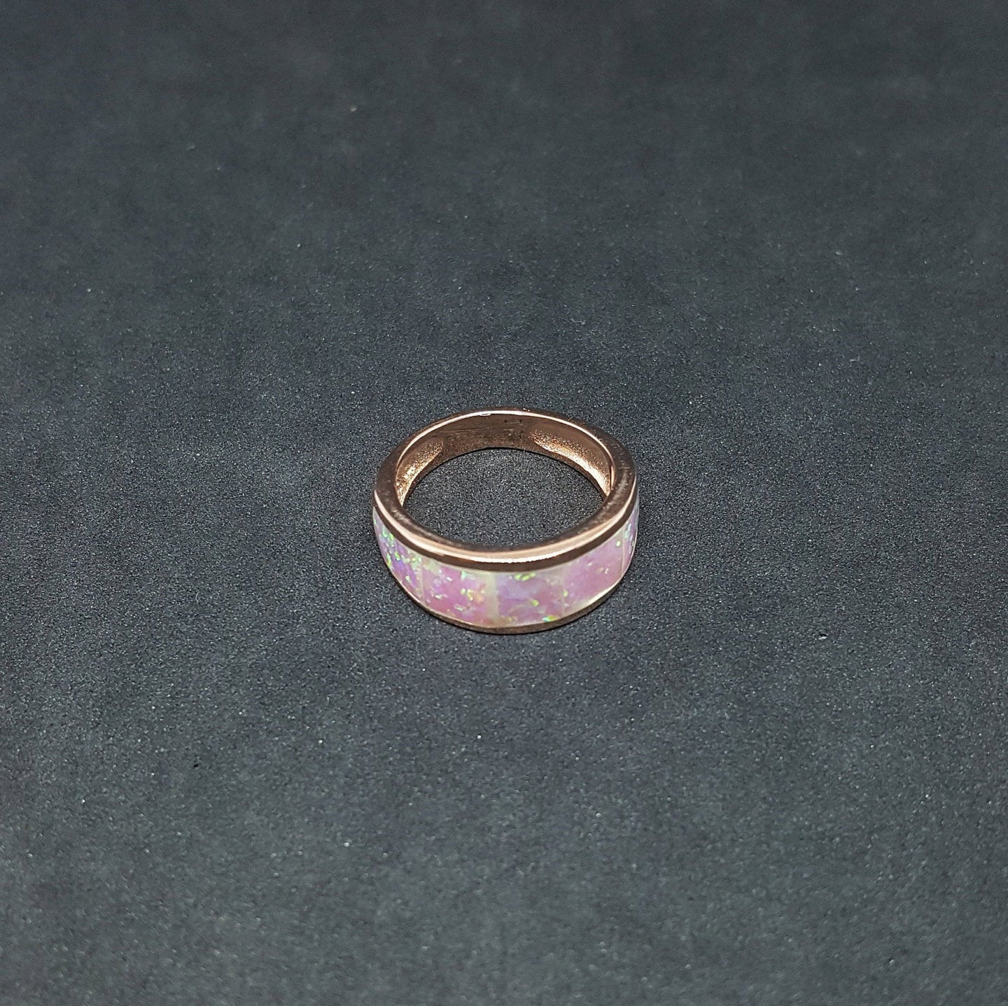 Size 7 1/2 - Simple Pink Fire Opal rose gold plated sterling silver ring