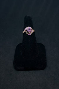Size 8 3/4 - Pink Fire Opal micro CZ trillion-cut Pink CZ rose gold plated sterling silver ring