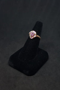 Size 8 3/4 - Pink Fire Opal micro CZ trillion-cut Pink CZ rose gold plated sterling silver ring