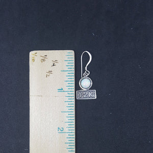 Y2K 6 mm round Fire Opal sterling silver dangle earrings