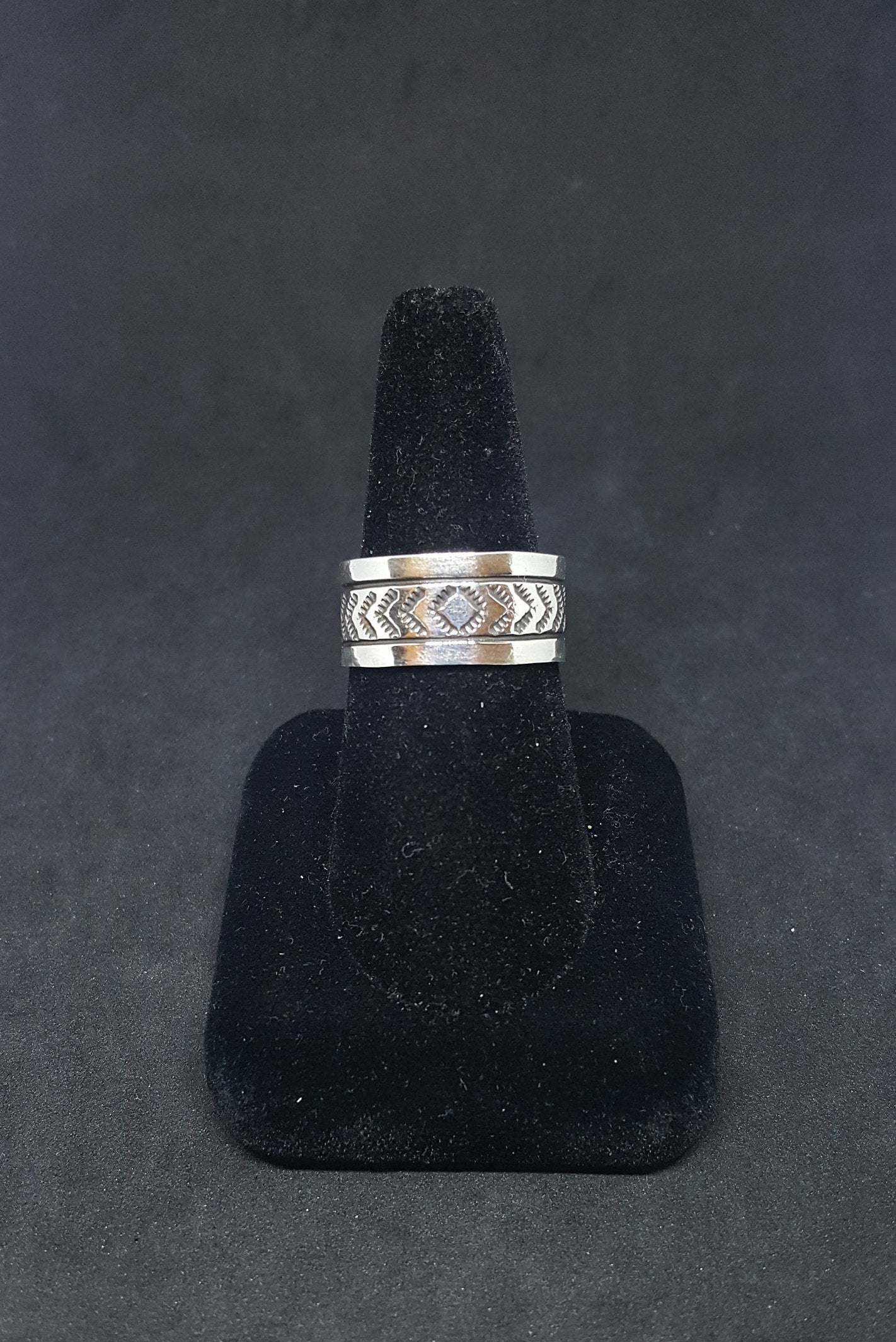 Size 11 1/4 - Sterling Silver Ring Band style Signed RE