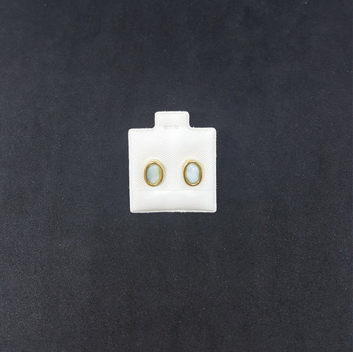 4x6mm Oval gold plated Blue Larimar  post earrings