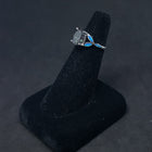 Size 6 - Small flowers Blue Fire Opal oval Mystic Amethyst sterling silver ring