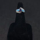 Size 6 - Blue Fire Opal micro CZ marquise-cut Tanzanite sterling silver ring