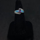 Size 8 - Blue Fire Opal micro CZ marquise-cut Amethyst sterling silver ring