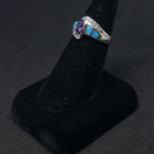 Size 8 - Blue Fire Opal micro CZ marquise-cut Amethyst sterling silver ring