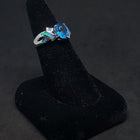 Size 8 - String knot Blue Fire Opal oval Topaz sterling silver ring