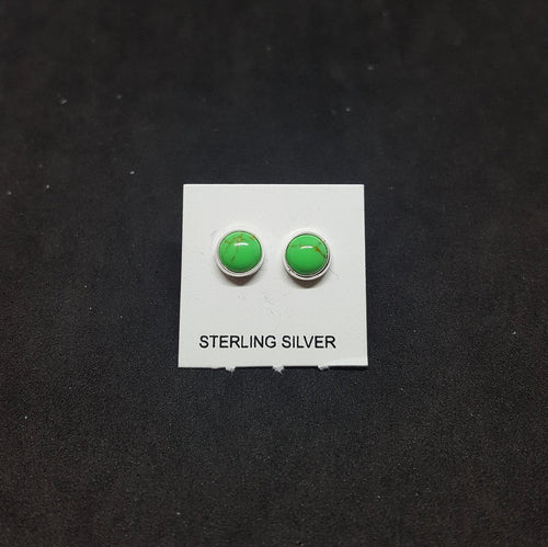 5 mm round Gaspeite sterling silver stud earrings