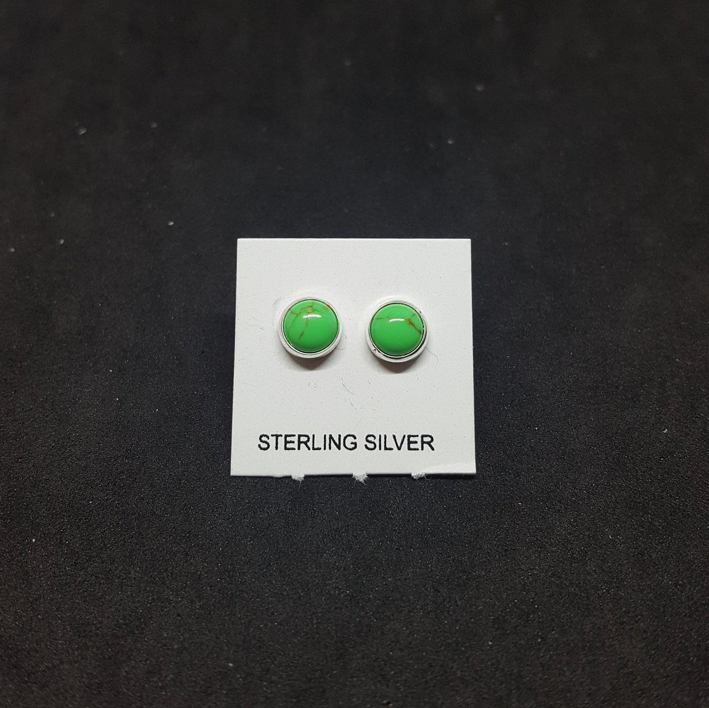 5 mm round Gaspeite sterling silver stud earrings