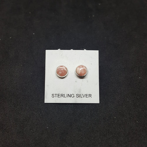 5 mm round rhodochrosite sterling silver stud earrings
