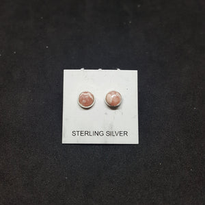 5 mm round rhodochrosite sterling silver stud earrings
