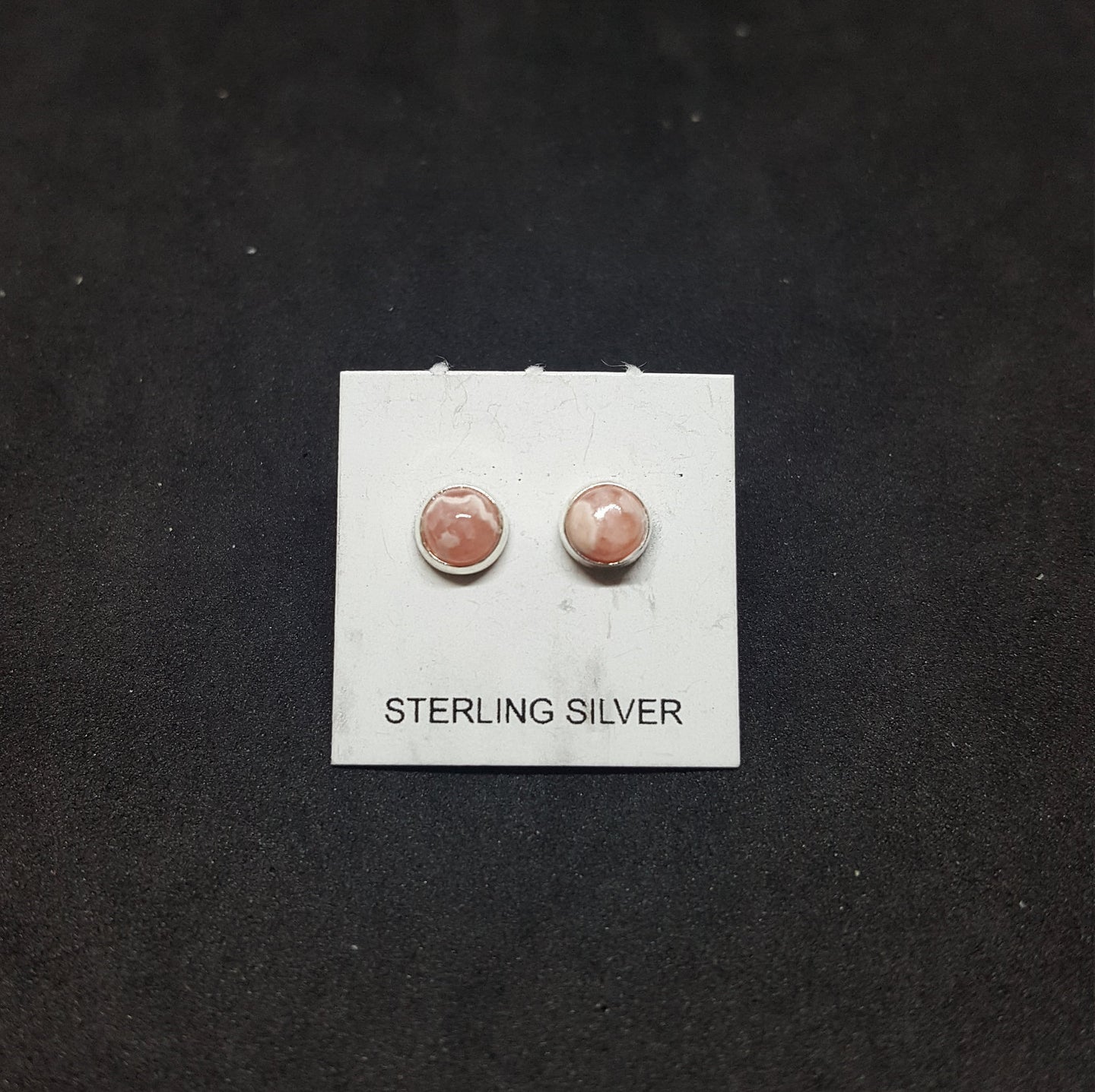 5 mm round rhodochrosite sterling silver stud earrings