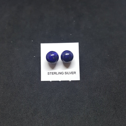 8 mm Sphere Lapis sterling silver stud earrings