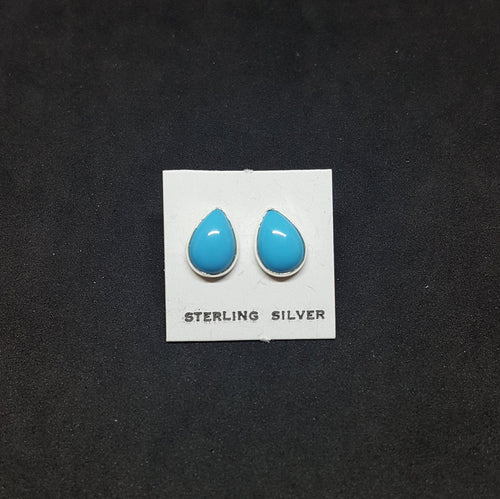 7x10mm Teardrop Sleeping Beauty Turquoise sterling silver stud earrings