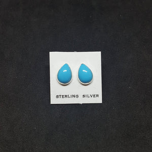 7x10mm Teardrop Sleeping Beauty Turquoise sterling silver stud earrings