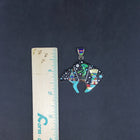 Southwest inlay Bear Night Sky Tepeedancing native people with hat dress Multi-stones sterling silver pendant necklace