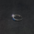 Size 8 1/4 - arrow Blue Fire Opal micro CZ trillion-cut Amethyst sterling silver ring