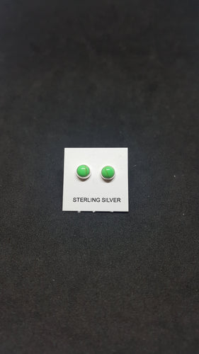 4 mm round Gaspeite sterling silver stud earrings