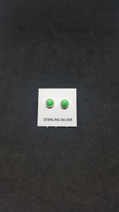 4 mm round Gaspeite sterling silver stud earrings