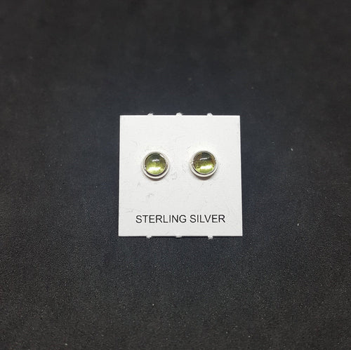 4 mm round Peridot sterling silver stud earrings