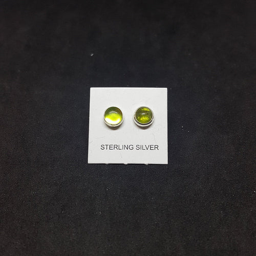 5 mm round Peridot sterling silver stud earrings