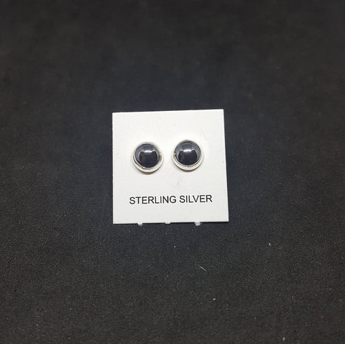 5 mm round Hematite sterling silver stud earrings