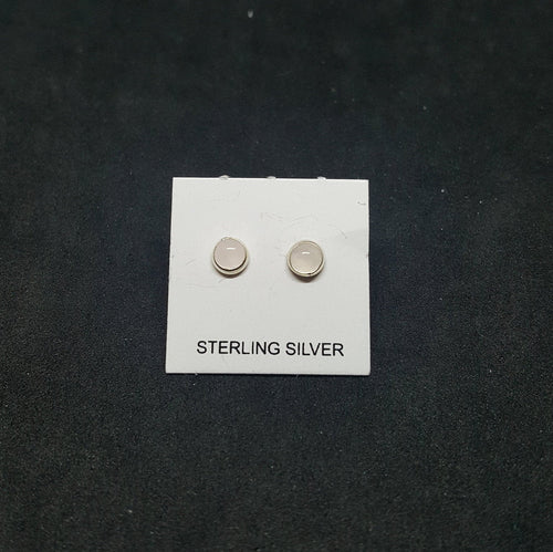 5 mm round Rose Quartz sterling silver stud earrings