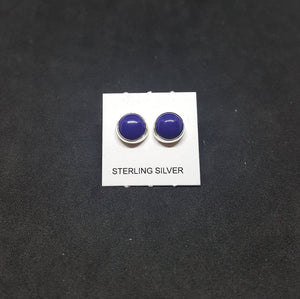 7 mm round Lapis sterling silver stud earrings