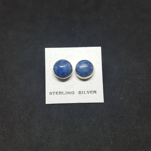7 mm round Denim Lapis sterling silver stud earrings