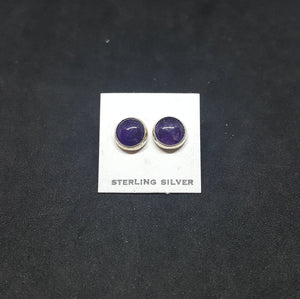 7 mm round Amethyst sterling silver stud earrings