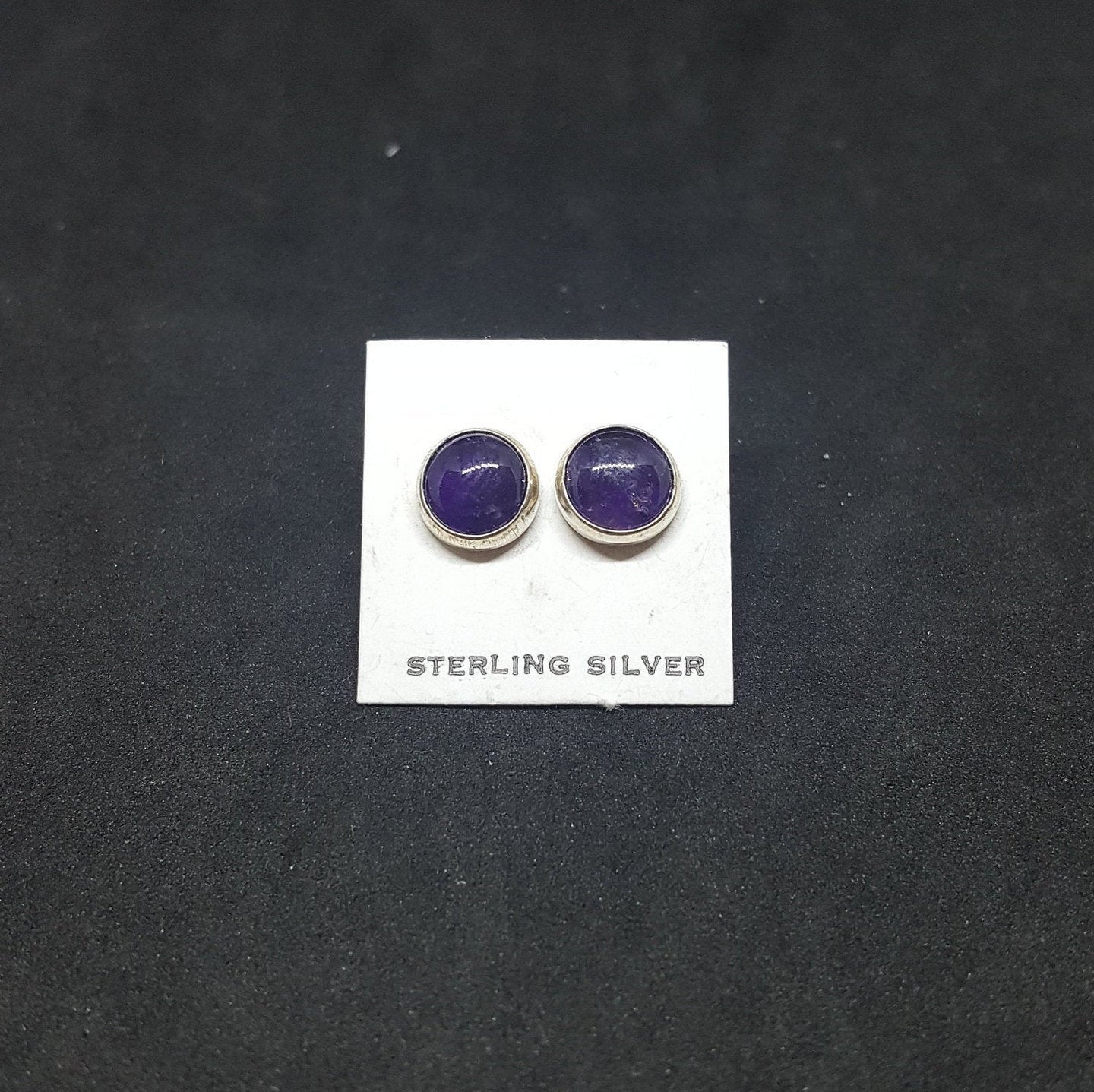 7 mm round Amethyst sterling silver stud earrings