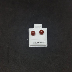 6 mm Sphere Garnet stud sterling silver  earrings