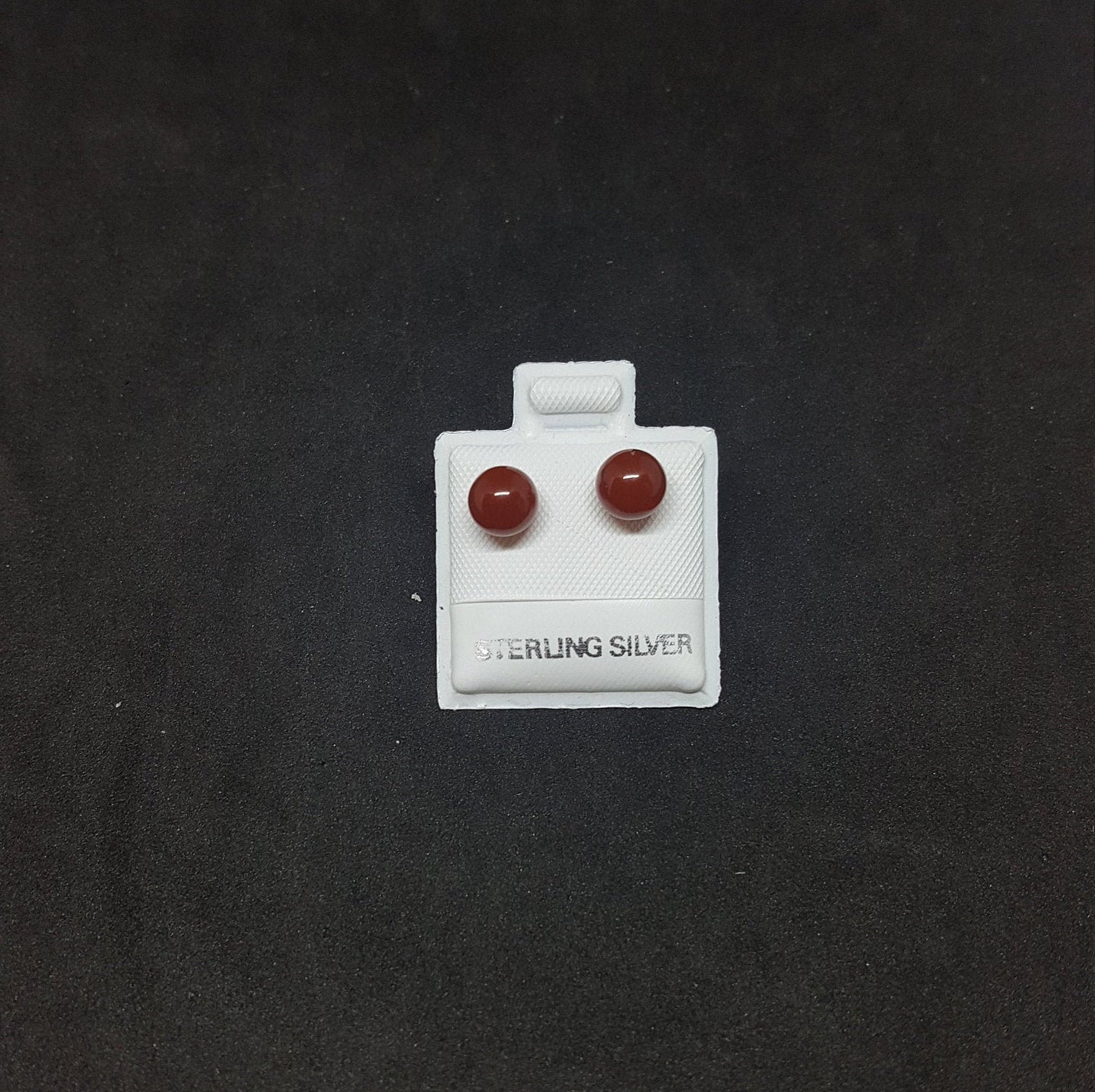 6 mm Sphere Garnet stud sterling silver  earrings
