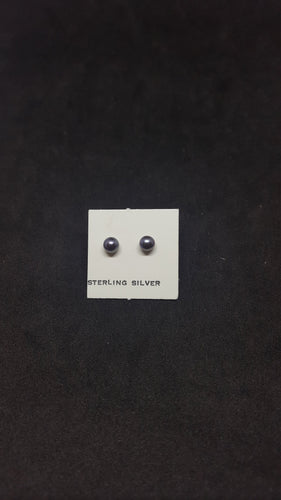 3 mm Peacock Mother of Pearl sterling silver stud earrings