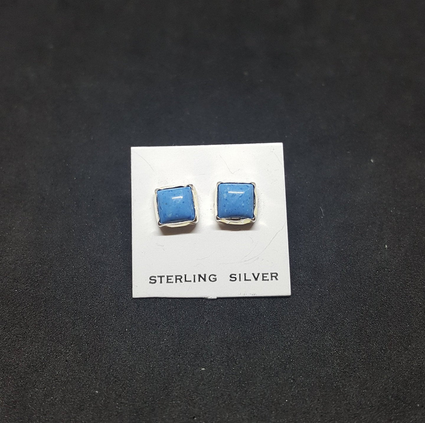 Denim Lapis square sterling silver stud earrings