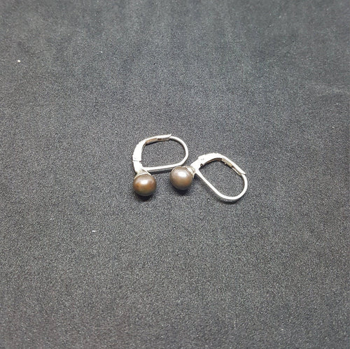 5 mm Peacock Mother of Pearl Sphere shape Sterling Silver hoop earrings