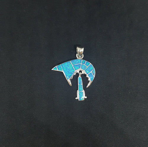 Bear Blue Fire Opal Sterling silver pendant necklace