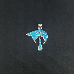 Bear Blue Fire Opal Sterling silver pendant necklace