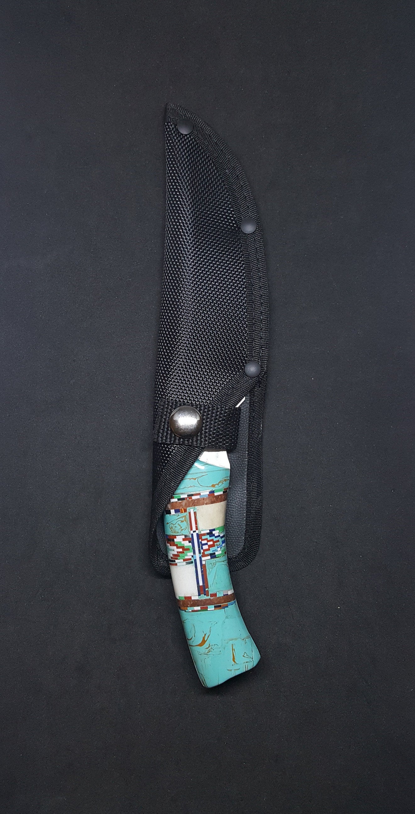 Inlay Kingman Turquoise Pocket knife with black Sheath