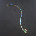 Small rectangle Blue Fire Opal gold plated sterling silver chain bracelet