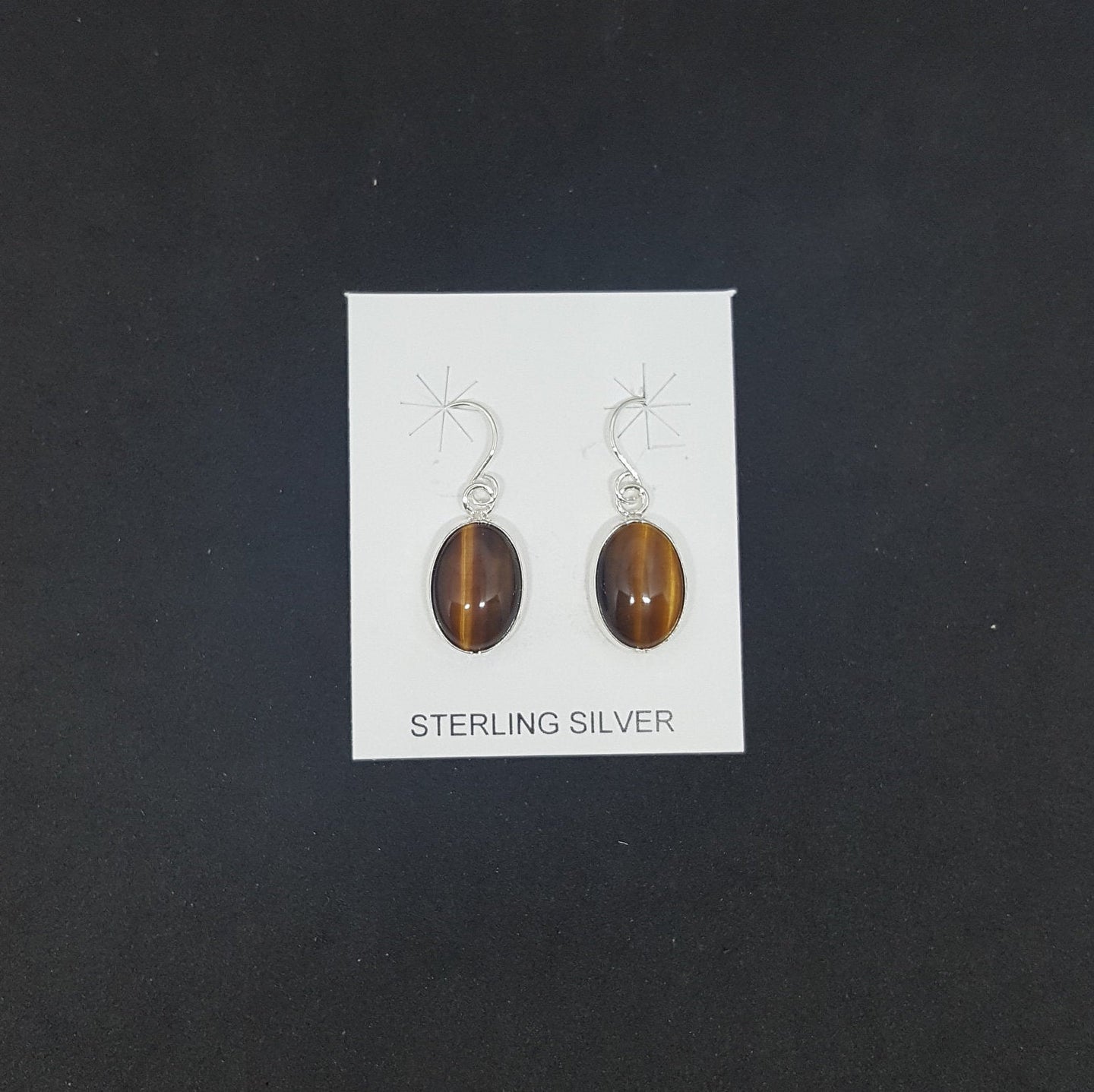 Tiger Eyes sterling silver dangle earrings