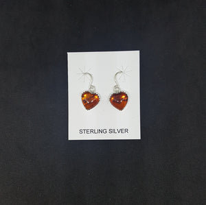 Amber Heart sterling silver dangle earrings
