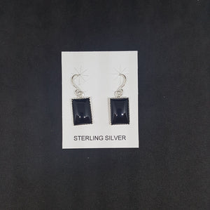 Black Onyx Rectangle sterling silver dangle earrings