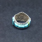 Size 8 1/2 - Vintage Inlay Random Shape Stones Turquoise Coral Lapis Black Onyx sterling silver ring Signed BT
