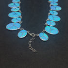 Blue Fire Opal Oval sterling silver necklace