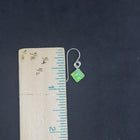 Simple 6 mm Green Fire Opal diamond shape sterling silver dangle earrings