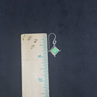 6 mm Green Fire Opal diamond shape with points sterling silver dangle earrings