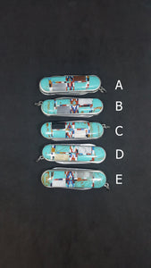 Small inlay multi-stone Kingman Turquoise pocket key chain multi-tool blade nail filer and scissor
