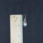 Teardrop Curvy patterns 6 mm round light Blue Fire Opal sterling silver dangle earrings