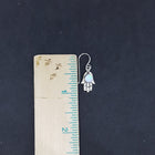 5 mm round light Blue Fire Opal hand shape sterling silver dangle earrings